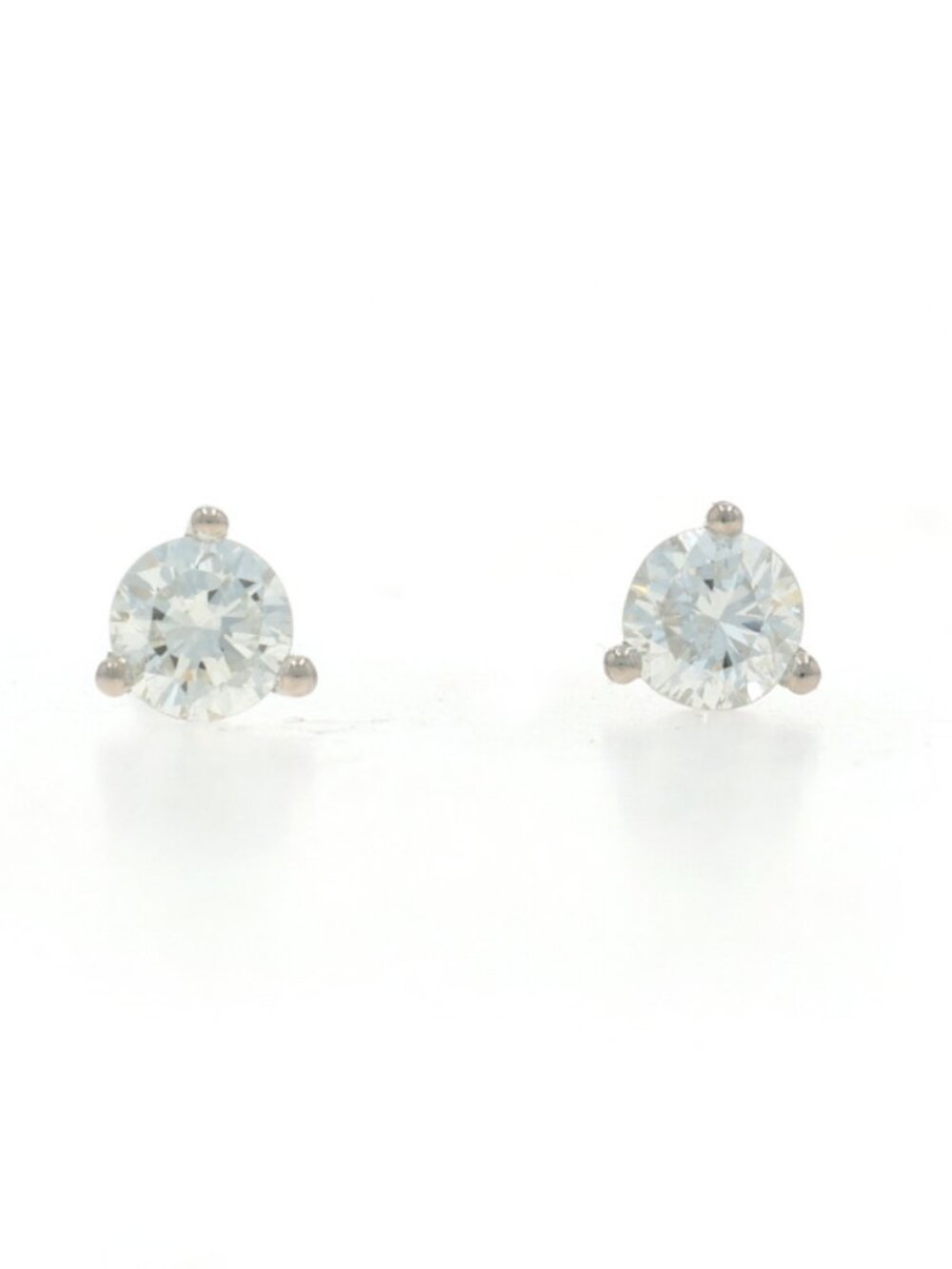 White Gold Diamond Stud Earrings - 14k Round Brilliant .42ctw Pierced
